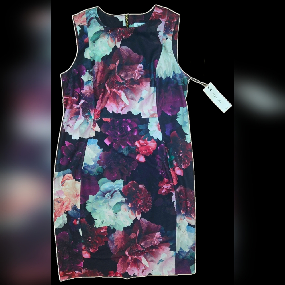 16W NWT Calvin Klein Floral Print Sleeveless Sheath Dress